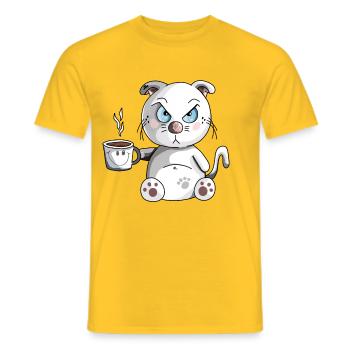 Grumbling morning muffle cat - coffee - cats - Men's T-Shirt - yellow - Front - AI Model Male 178 dark (178cm)