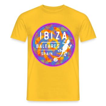 Farbige Ibiza Balearen Insel Illustration - Männer T-Shirt - Gelb - Vorne - AI Model Male 178 dark (178cm)