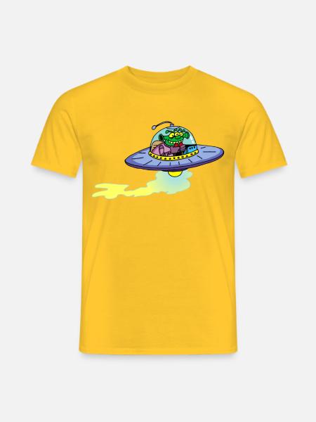 Alien Alien Raumschiff - Männer T-Shirt - Gelb