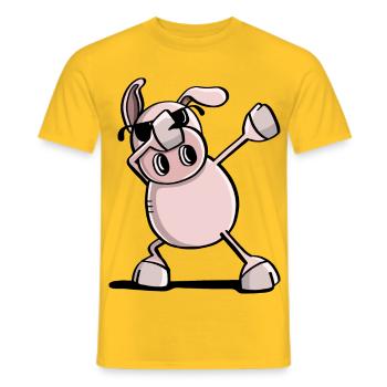 Cool Dab Dance Wutz - Dabbing Pig - Trend - Men's T-Shirt - yellow - Front - AI Model Male 178 dark (178cm)