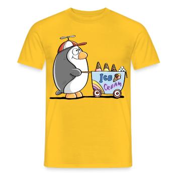 Pinguin Als Eisverkäufer - Eis - Men's T-Shirt - yellow - Front - AI Model Male 178 dark (178cm)