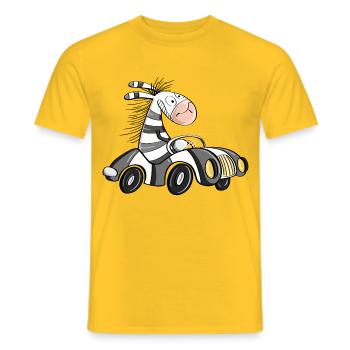 Cooles Zebra Fährt Auto - Comic Rennwagen - Männer T-Shirt - Gelb - Vorne - AI Model Male 178 dark (178cm)