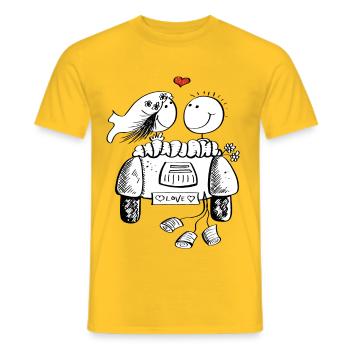 Hochzeit Auto mit Verliebtem Hochzeitspaar - Männer T-Shirt - Gelb - Vorne - AI Model Male 178 dark (178cm)