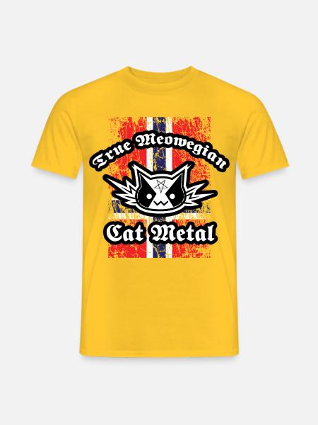 True Meowegian Cat Metal - Norwegische Flagge - Männer T-Shirt - Gelb