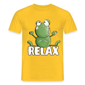 Yoga Relaxant Grenouille - Grenouilles - Crapaud - Quak - T-shirt homme - jaune - Devant - AI Model Male 178 dark (178cm)