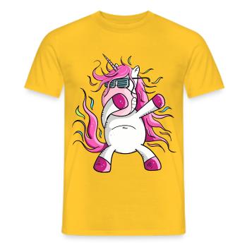 Cool Dabbendes Unicorn I Dab Dance I Dabbing - Men's T-Shirt - yellow - Front - AI Model Male 178 dark (178cm)