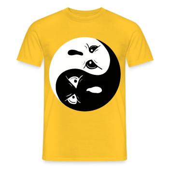 Yin Yang Ghosts I Halloween - Men's T-Shirt - yellow - Front - AI Model Male 178 dark (178cm)