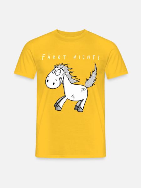 Fährt Nicht I Lustiges Pferde Comic Geschenk - Männer T-Shirt - Gelb