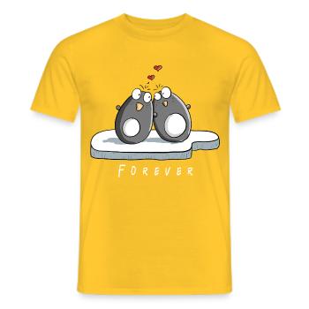 Forever In Love Pinguine I Pinguin Comic Geschenk - Männer T-Shirt - Gelb - Vorne - AI Model Male 178 dark (178cm)