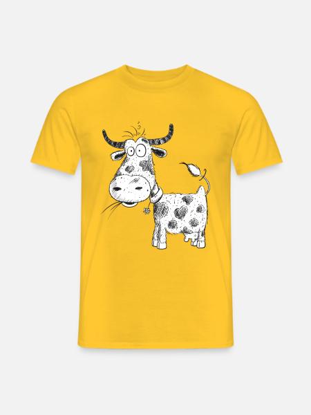 Witzige Kuh Zeichnung I Rind Comic I Milchkuh - Männer T-Shirt - Gelb