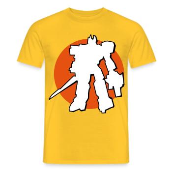 Manga-Bot vor Japan Sonne - Männer T-Shirt - Gelb - Vorne - AI Model Male 178 dark (178cm)