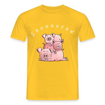 Little Booze I Fun Shirt Pigs Animals - Men's T-Shirt - yellow - Front - AI Model Male 178 dark (178cm)