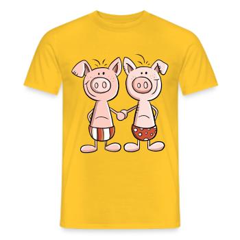 Meilleur cadeau d'amusement de jumeaux de porcs - T-shirt homme - jaune - Devant - AI Model Male 178 dark (178cm)