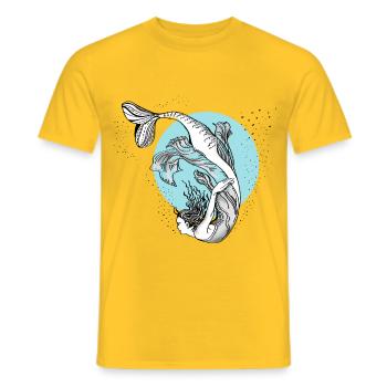 meerjungfrau Nixe illustration mädchen Wasser lol - Männer T-Shirt - Gelb - Vorne - AI Model Male 178 dark (178cm)