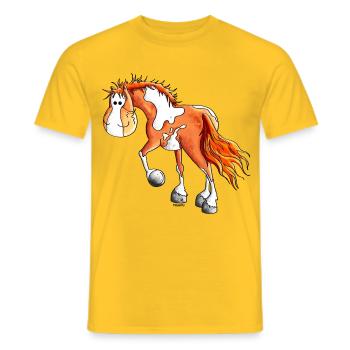 Drôle Pinto - Équitation Western - Cheval - T-shirt homme - jaune - Devant - AI Model Male 178 dark (178cm)