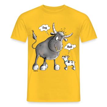 Drôle Bouledogue français bande dessinée - Comique - T-shirt homme - jaune - Devant - AI Model Male 178 dark (178cm)