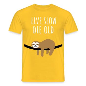 Funny sloth saying on shirt - Men's T-Shirt - yellow - Front - AI Model Male 178 dark (178cm)