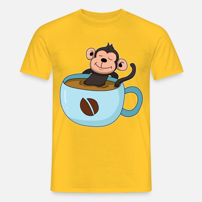 Kaffee-Äffchen - Männer T-Shirt - Gelb
