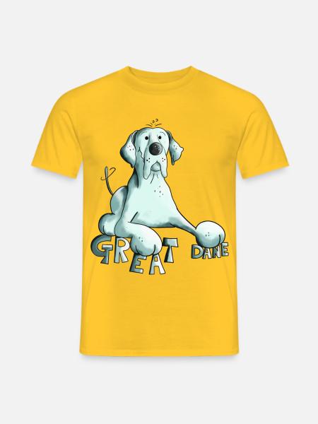 Happy Great Dane Dog - Men's T-Shirt - yellow