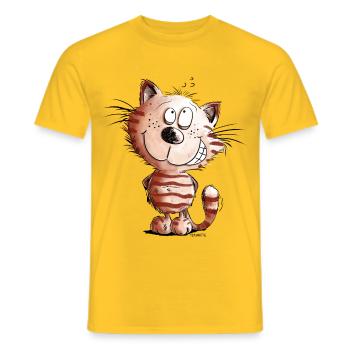 Little Naughty Cat I Cat Motif Comic Gift - Men's T-Shirt - yellow - Front - AI Model Male 178 dark (178cm)