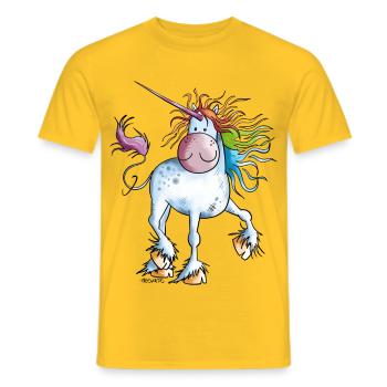 Regenbogen Einhorn - Männer T-Shirt - Gelb - Vorne - AI Model Male 178 dark (178cm)