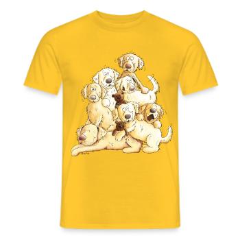 Golden Retriever Hundehaufen Comic Hunde Geschenk - Männer T-Shirt - Gelb - Vorne - AI Model Male 178 dark (178cm)
