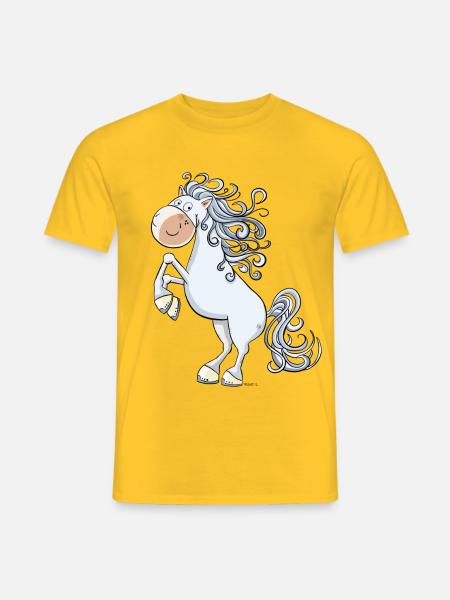 Steigendes Pferd im wallender Mähne I Comic - Männer T-Shirt - Gelb