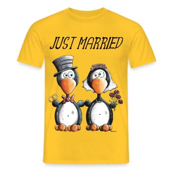 Just Married Penguins - Men's T-Shirt - yellow - Front - AI Model Male 178 dark (178cm)