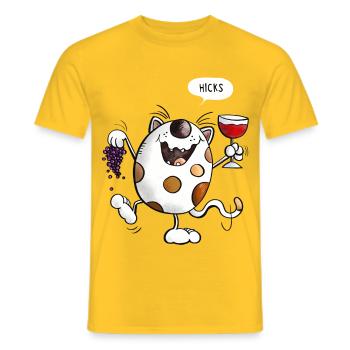 Cat love Wine - Men's T-Shirt - yellow - Front - AI Model Male 178 dark (178cm)