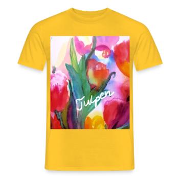 EG Blumen I Tulpen I Aquarell I Gerecke I flowers - Männer T-Shirt - Gelb - Vorne - AI Model Male 178 dark (178cm)