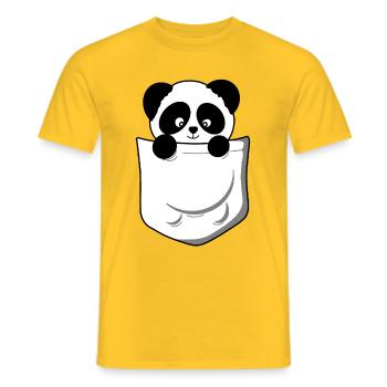 Panda panda bear pocket funny cute - Men's T-Shirt - yellow - Front - AI Model Male 178 dark (178cm)