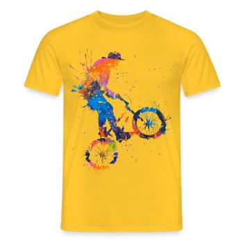 BMX Bike / BMX Bike / Colorful BMX / BMX Biker - Men's T-Shirt - yellow - Front - AI Model Male 178 dark (178cm)
