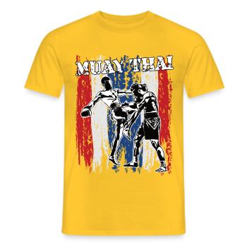 Arts Martiaux Graffiti Design Muay Thai Thaïlande - T-shirt homme - jaune - Devant - AI Model Male 178 dark (178cm)