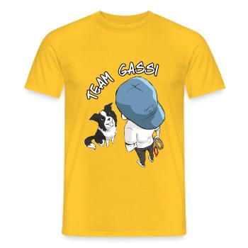 Team Walk Cartoon Design - Men's T-Shirt - yellow - Front - AI Model Male 178 dark (178cm)