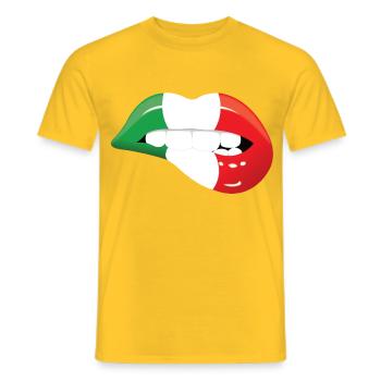 lèvres bouche bouche rouge bouche italie - T-shirt homme - jaune - Devant - AI Model Male 178 dark (178cm)