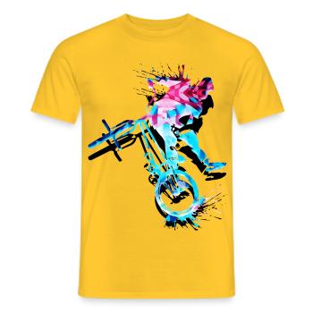 BMX Bike | Colored | Colorful BMX | Gift - Men's T-Shirt - yellow - Front - AI Model Male 178 dark (178cm)
