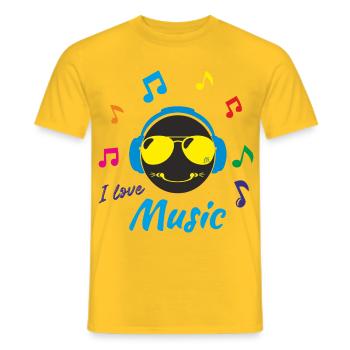 J'aime la musique - T-shirt homme - jaune - Devant - AI Model Male 178 dark (178cm)