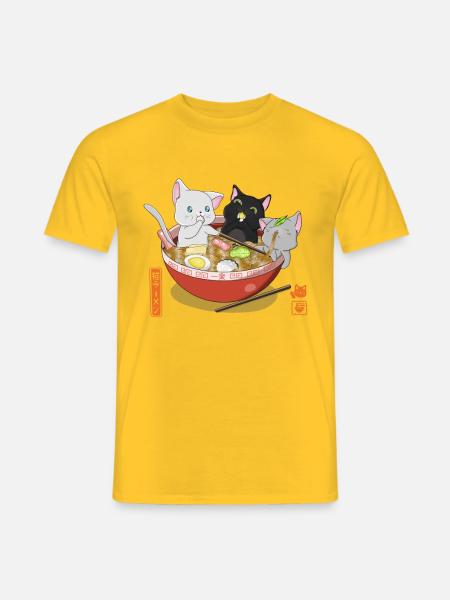 Ramen Katzen - Männer T-Shirt - Gelb