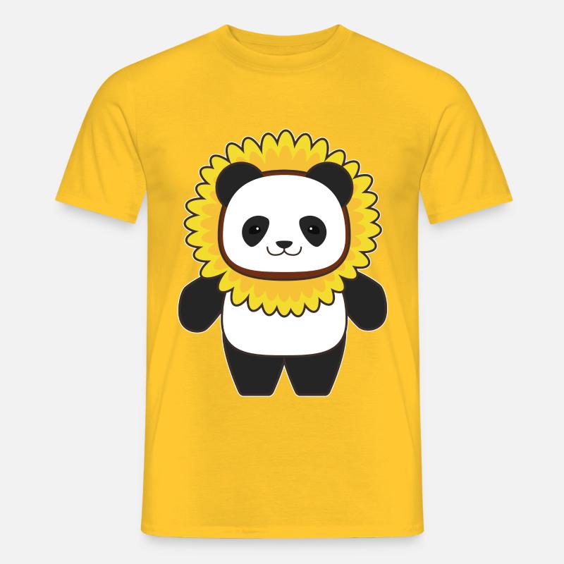 Panda mit Sonnenblume - Männer T-Shirt - Gelb