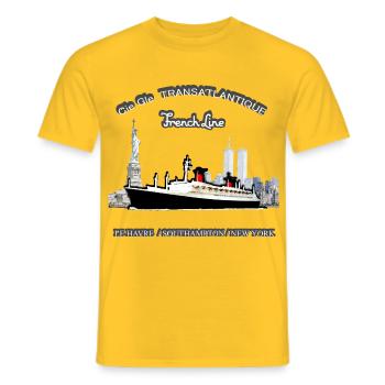 LINER FRANCE NEW YORK Louis RUNEMBERG © Adagp - Men's T-Shirt - yellow - Front - AI Model Male 178 dark (178cm)