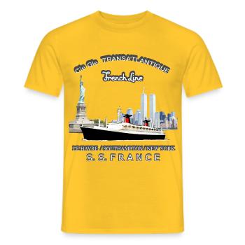 LINER FRANCE Louis RUNEMBERG © Adagp - Men's T-Shirt - yellow - Front - AI Model Male 178 dark (178cm)