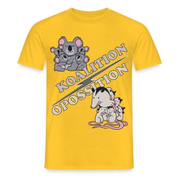 Pro Contra Debattieren Politik Meme Koala Opossum - Männer T-Shirt - Gelb - Vorne - AI Model Male 178 dark (178cm)