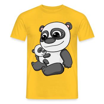 Panda mit Baby - Panda mit Kind - Männer T-Shirt - Gelb - Vorne - AI Model Male 178 dark (178cm)
