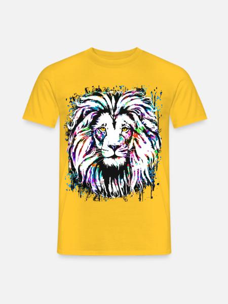 Bunter Löwe - Löwenkopf Streetart - Graffiti - Männer T-Shirt - Gelb