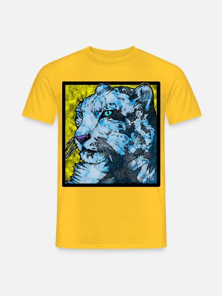 Schneeleopard nah (Bunt) - Männer T-Shirt - Gelb