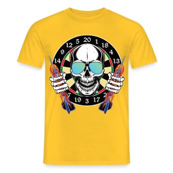 Lunettes de soleil néon en planche de crâne avec disque de fléchettes - T-shirt homme - jaune - Devant - AI Model Male 178 dark (178cm)