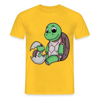Tortue avec Bébé Tortue - T-shirt homme - jaune - Devant - AI Model Male 178 dark (178cm)
