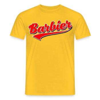 barbier cheveux barbe barbier raser hommes barbier - T-shirt homme - jaune - Devant - AI Model Male 178 dark (178cm)