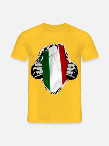 Italien - Italienische Flagge unterm Shirt - Männer T-Shirt - Gelb