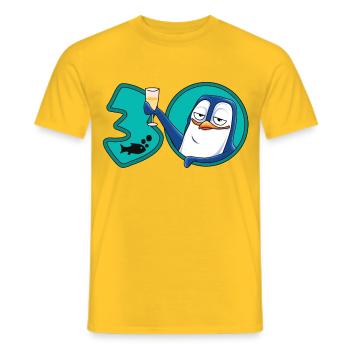 30 Years Birthday Anniversary Penguin - Men's T-Shirt - yellow - Front - AI Model Male 178 dark (178cm)